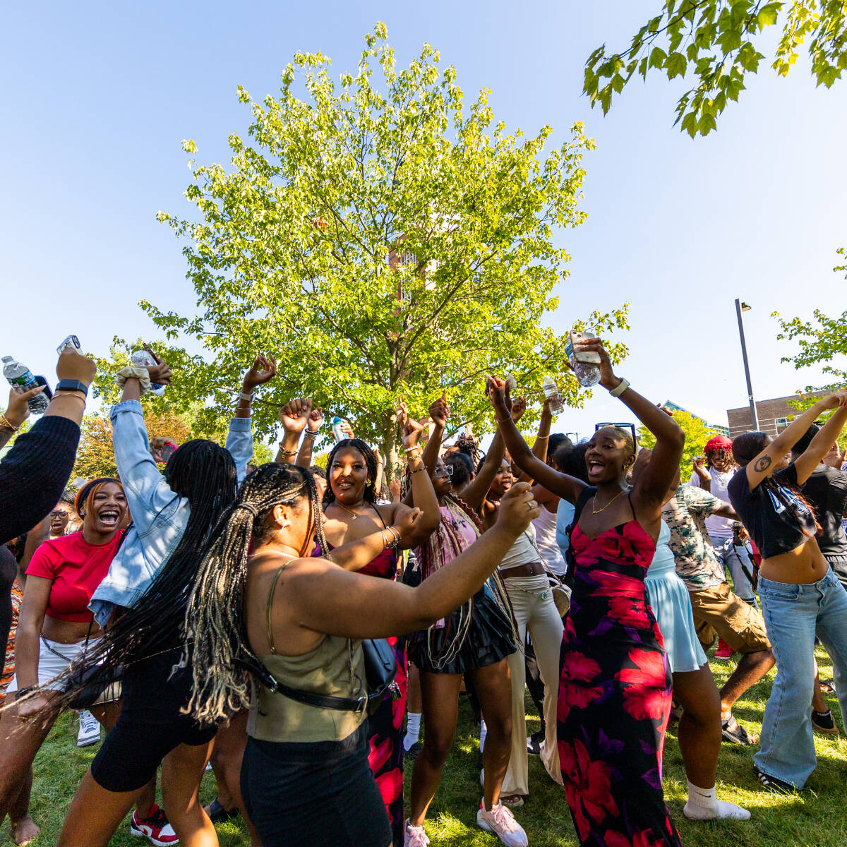 Student dancing on the Kirkhof Lawn